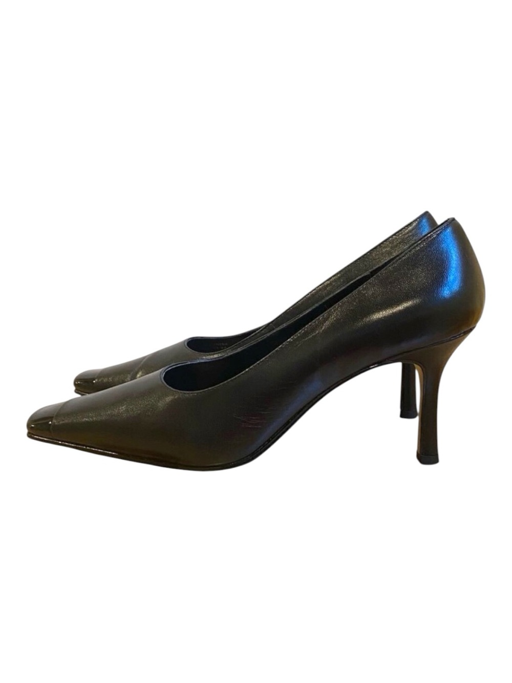 Vintage Feet First Gemina Black Leather Pointed-Toe Heels 6.5 genuine leather